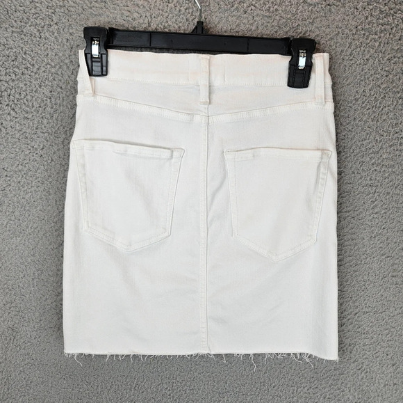 Frame Mini Skirt Womens Sz 1 White Raw Hem Casual Comfort Stretch Straight - Picture 6 of 10